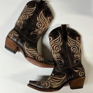 Circle G Brown & Tan Butterfly Cowboy Boot